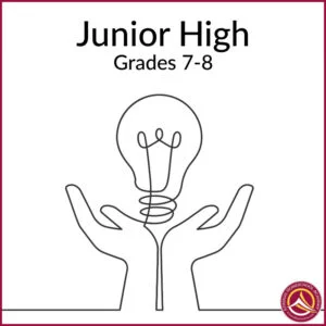 Student holding a "lightbulb moment" for Junior High - Grades 7-8 classes at Athena's Homeschool Academy - AHA!