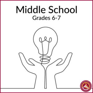Student holding a "lightbulb moment" for Middle School - Grades 6-7 classes at Athena's Homeschool Academy - AHA!