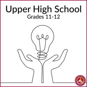 Student holding a "lightbulb moment" for Upper High School - Grades 11-12 classes at Athena's Homeschool Academy - AHA!